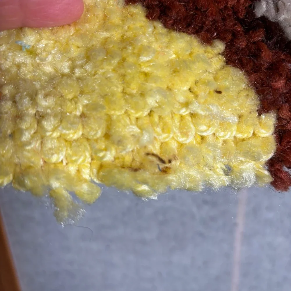 Handmade‎ Koala Latch Hook Wall Hanging Textile Art Yellow Brown Pillow